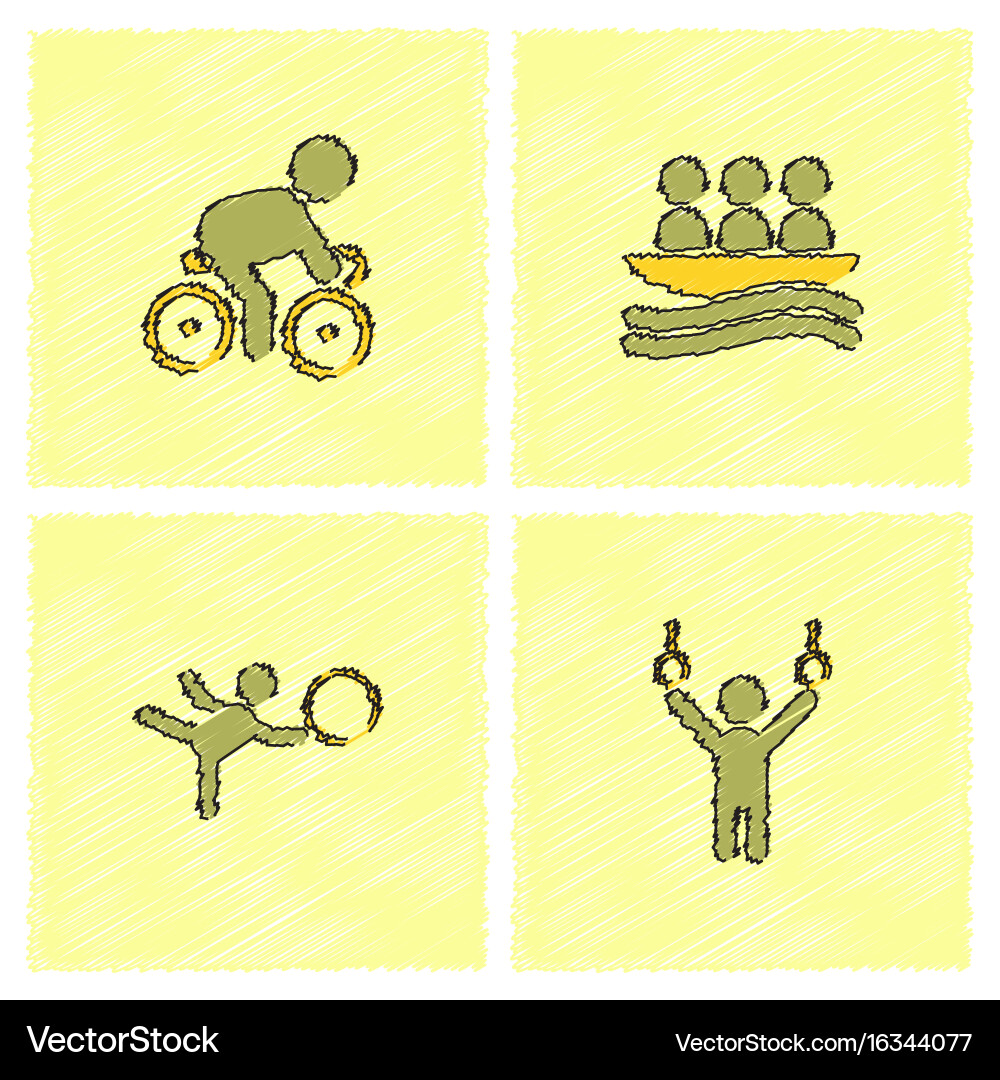 Set of olympic game design in hatching style Vector Image