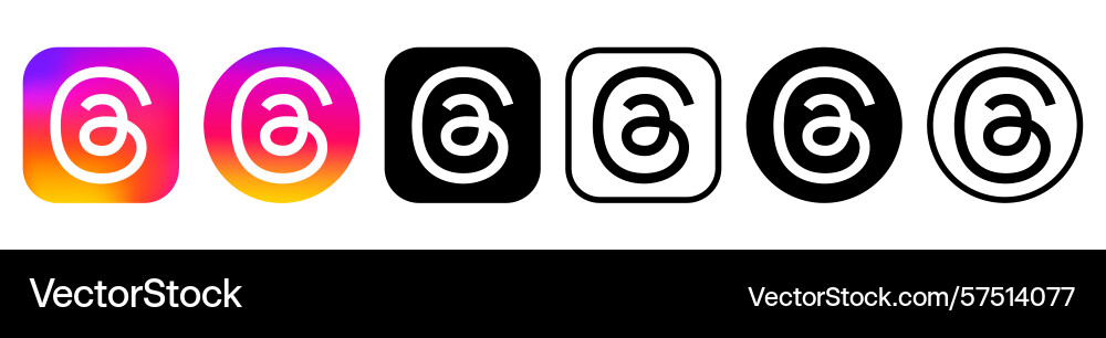 Set of threads mobile app icons isolated Vector Image