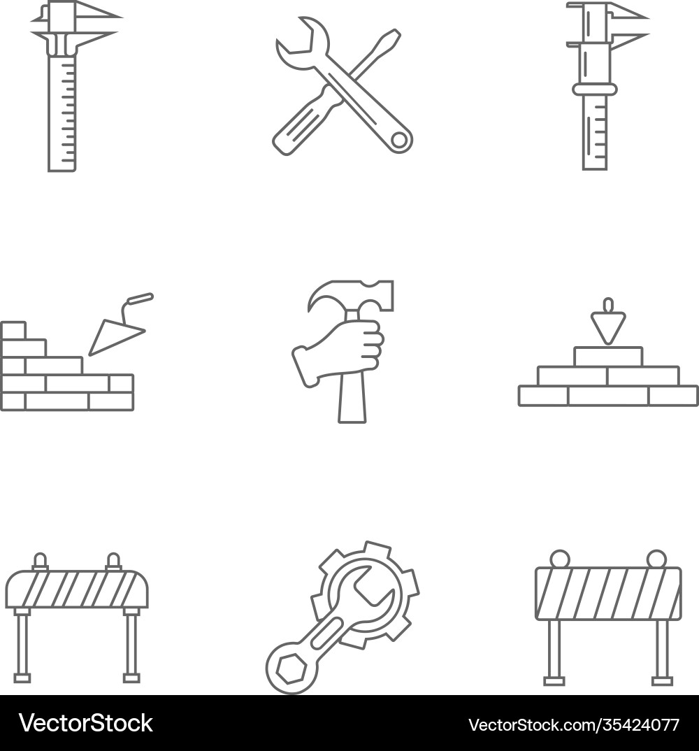 Set technical icon engineering simple Vector Image