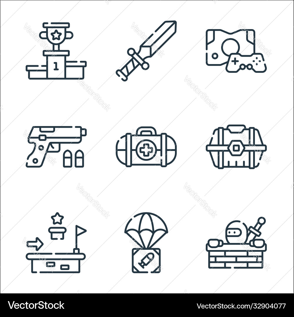 Videogame line icons linear set quality Videogame line icons linear set quality vector image
