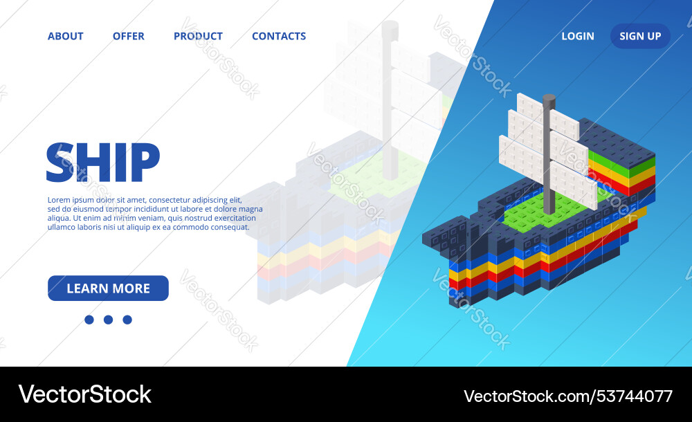 Web template with a ship Web template with a ship Vector Image