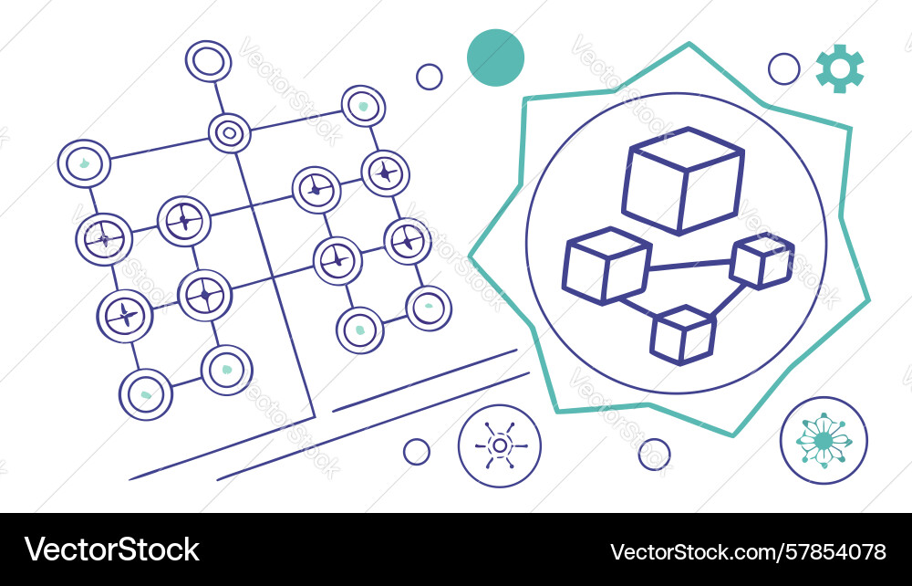 Abstract network blockchain cubes data security Vector Image