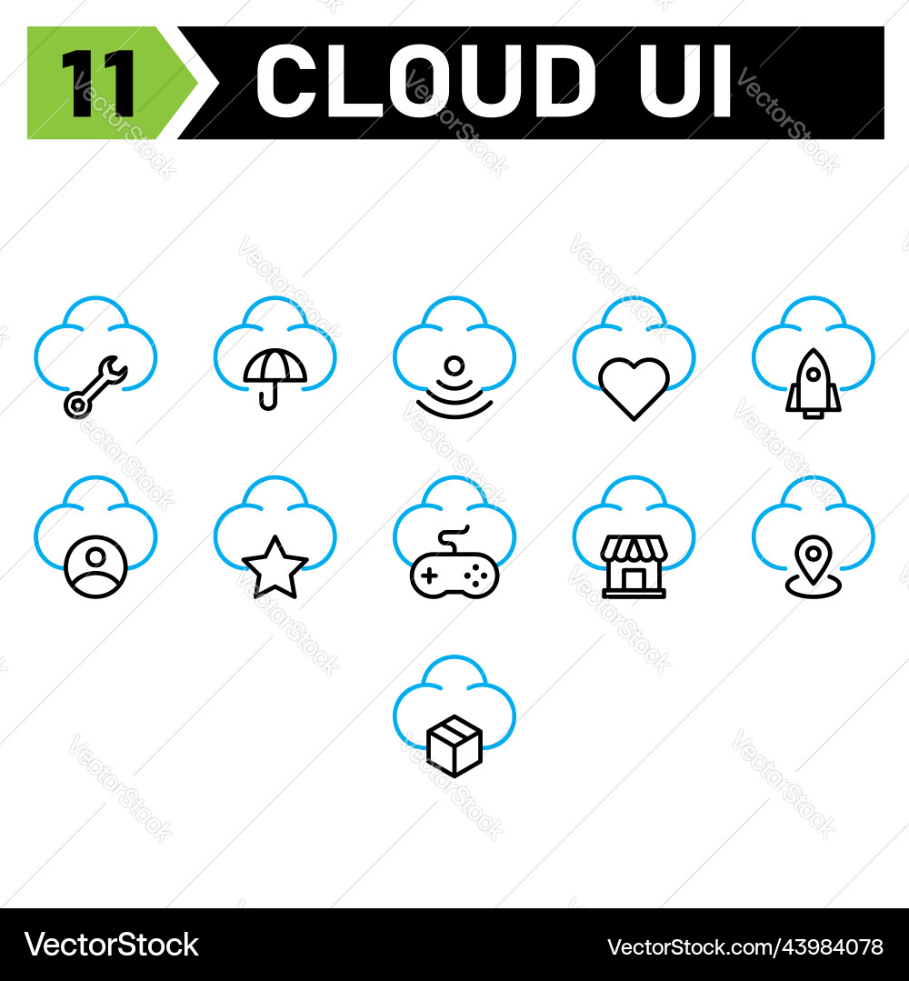 Cloud user interface icon set include repair vector image