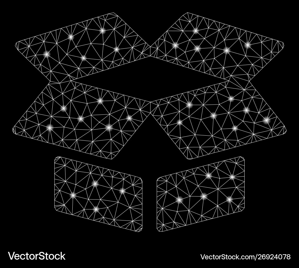Flare mesh wire frame open box with spots Flare mesh wire frame open box with spots vector image