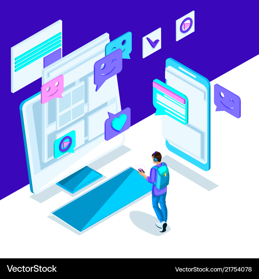 Isometry is a bright template with an internet Isometry is a bright template with an internet vector image