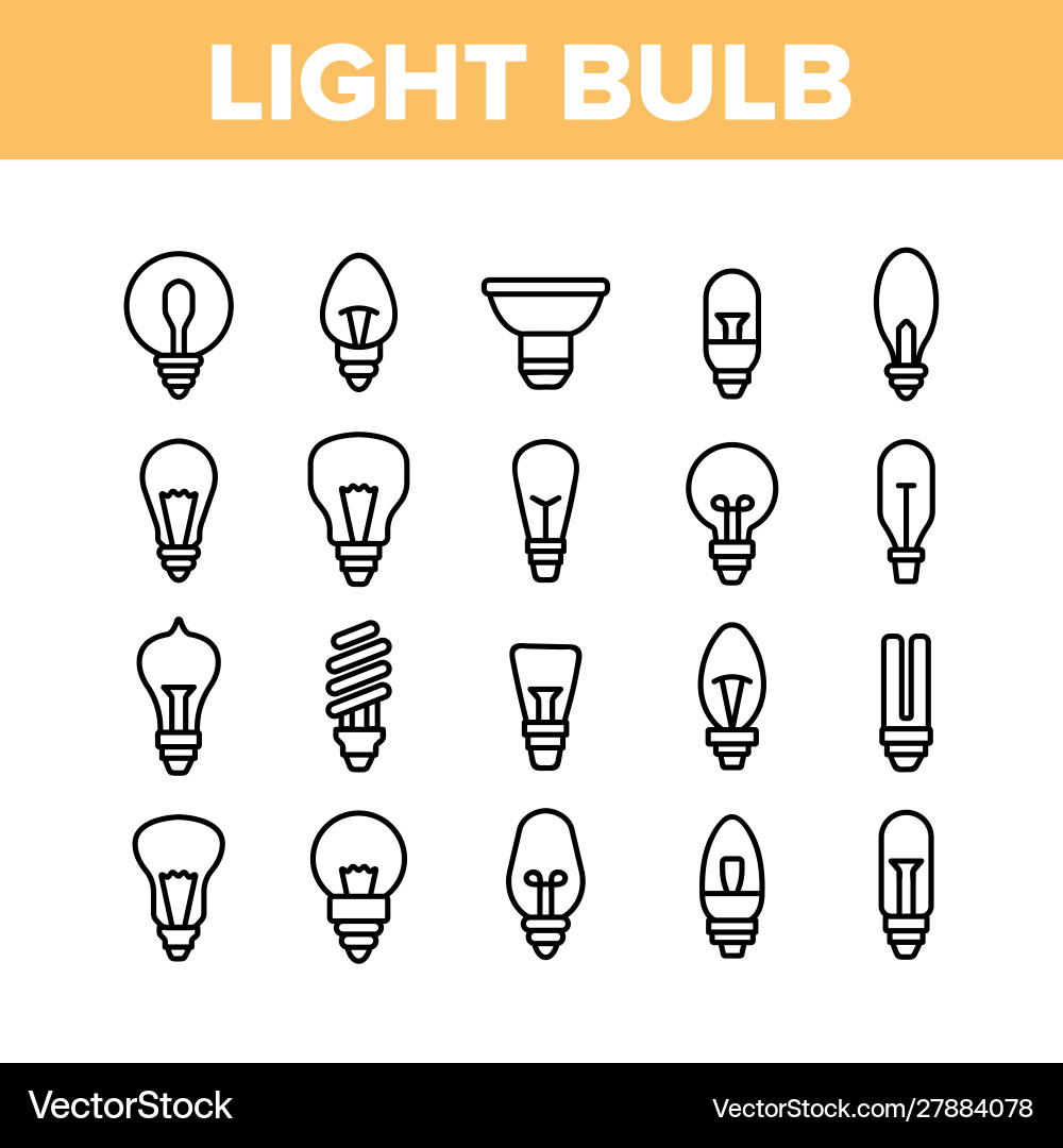 Light bulb collection elements icons set Vector Image