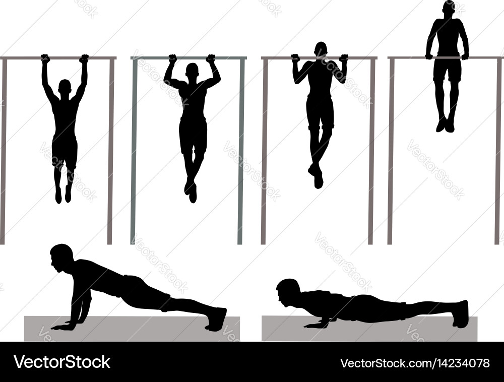 Man Performing Push-Ups Vector Image