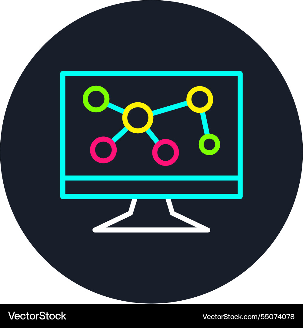 Monitor line multi color icon vector image