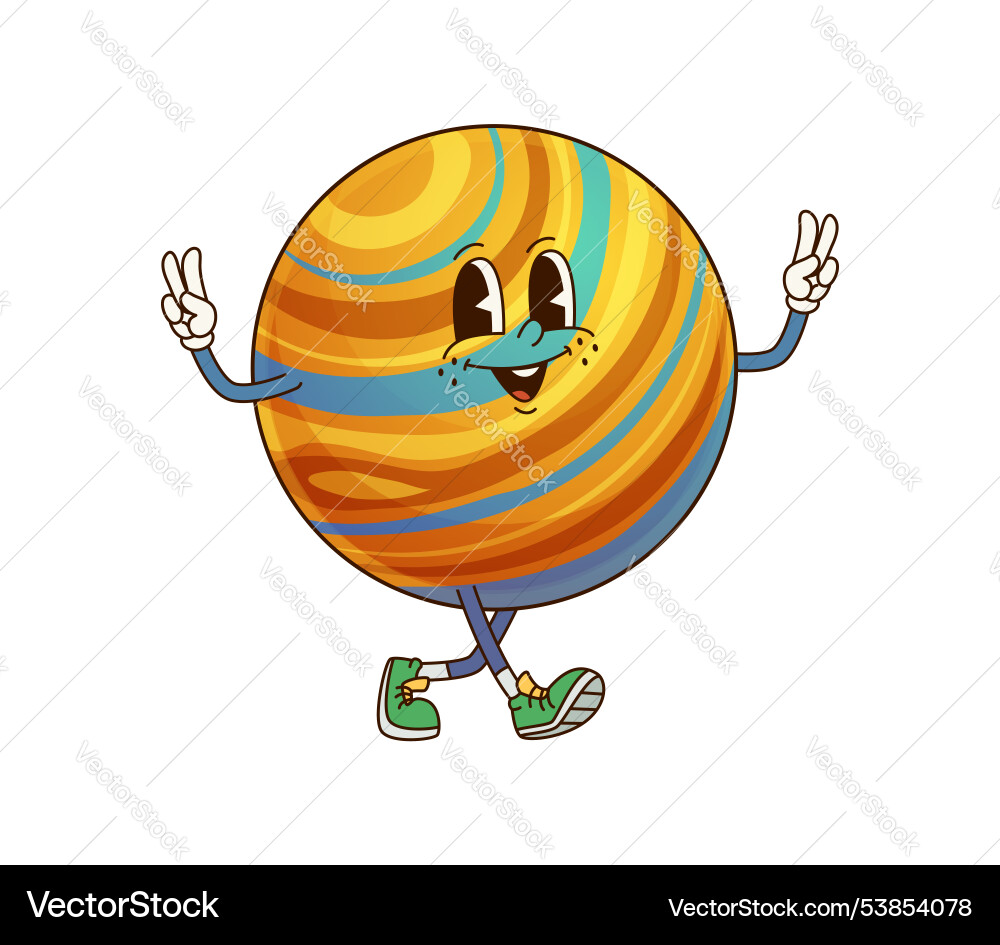 Retro Jupiter Planet Character vector image