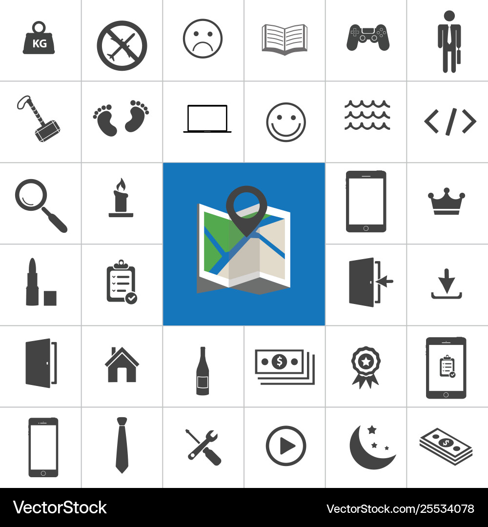 Set icons in flat design with 36 element Vector Image