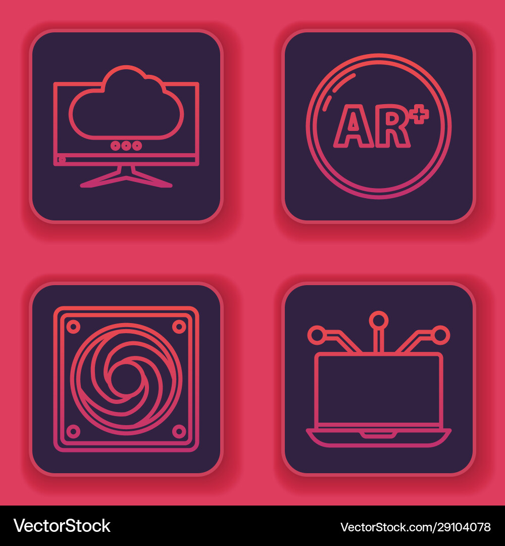 Set line computer monitor screen cooler Set line computer monitor screen cooler vector image