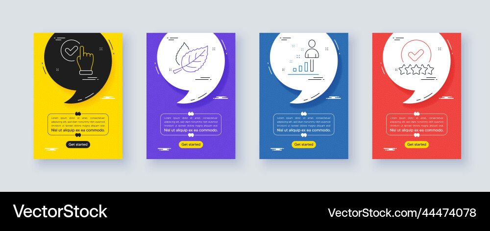 Set of stats leaf and checkbox line icons Vector Image