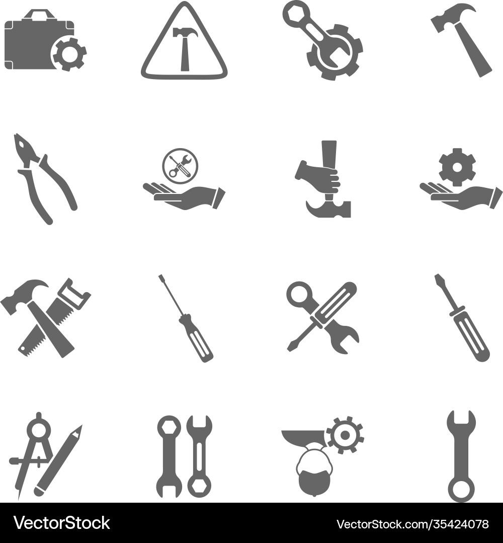 Set technical icon engineering simple Set technical icon engineering simple Vector Image