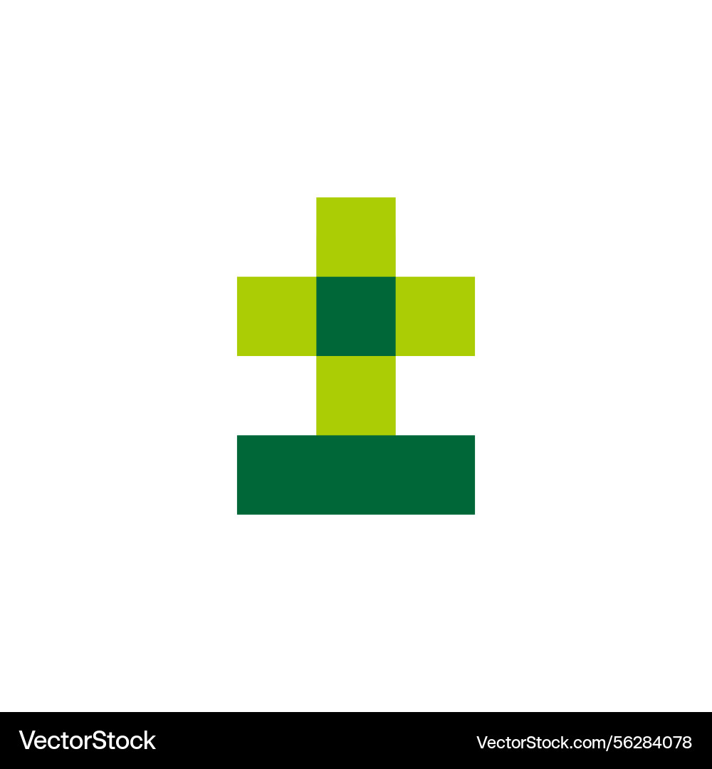 Simple pixel plus medical green logo Royalty Free Vector