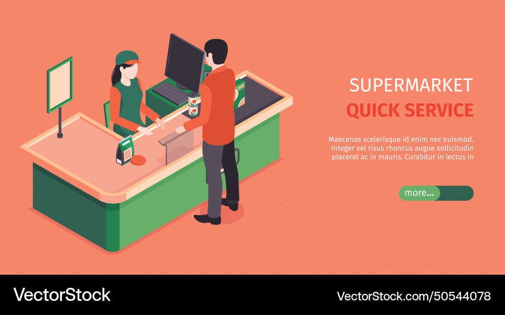 Supermarket Service horizontale Banner Supermarket Service horizontale Banner vektorbild
