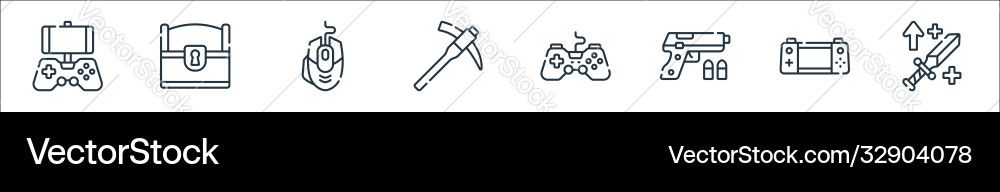 Videogame line icons linear set quality Videogame line icons linear set quality vector image