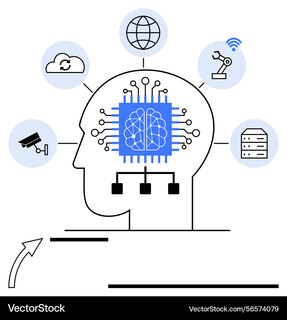 Artificial intelligence integration across Artificial intelligence integration across vector image