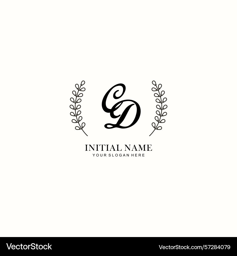 Cd initial logo templates with botanical elements Vector Image