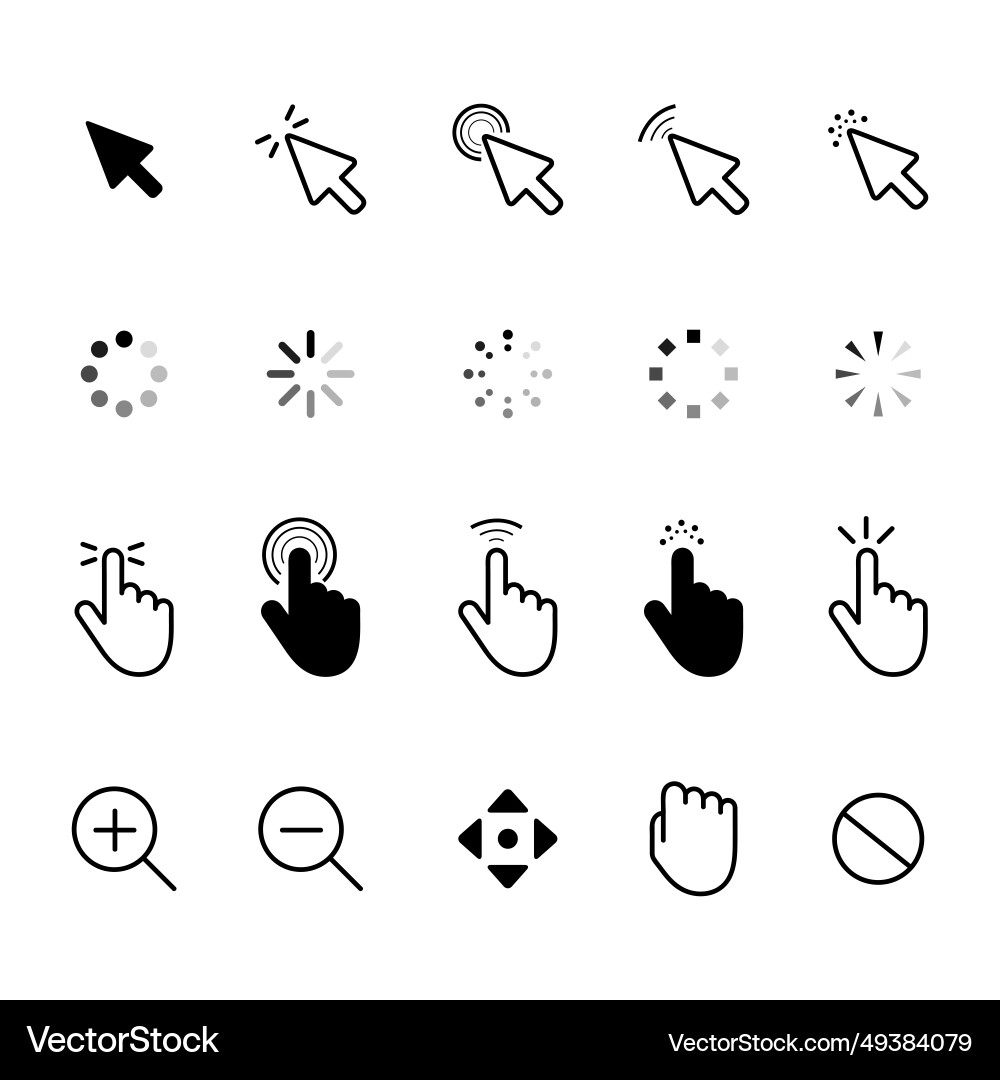 Design mouse cursor set isolated on white Design mouse cursor set isolated on white vector image