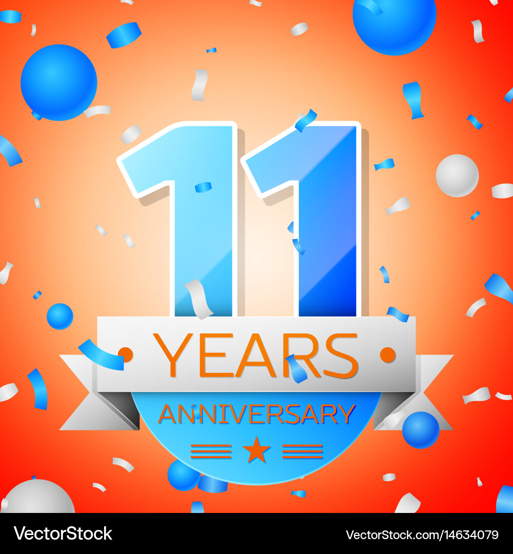 Eleven years anniversary celebration vector image