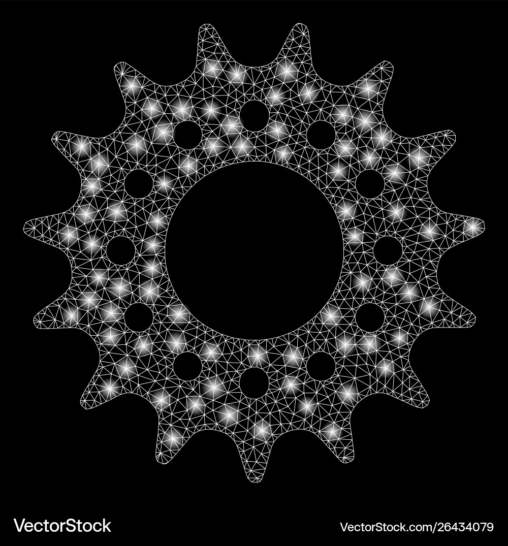 Glossy mesh network cog with light spots Vector Image