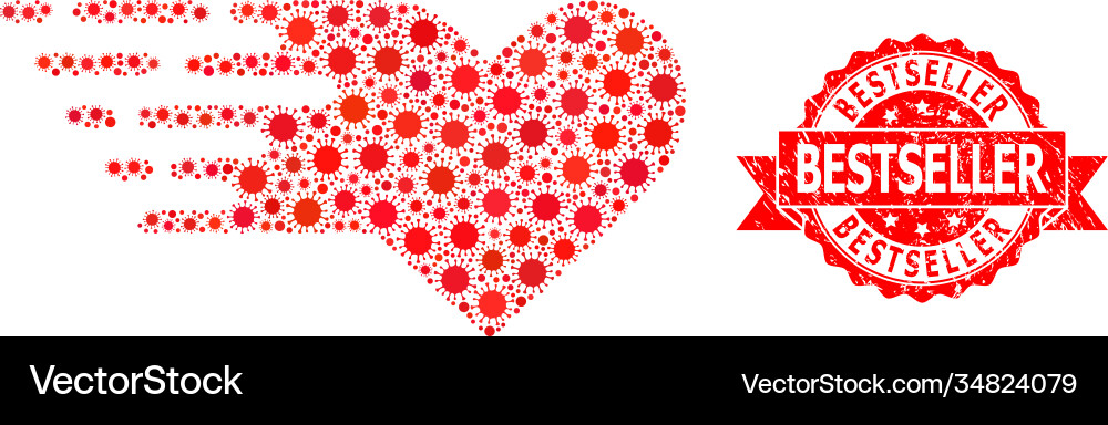 Grunge bestseller stamp and coronavirus mosaic Grunge bestseller stamp and coronavirus mosaic vector image
