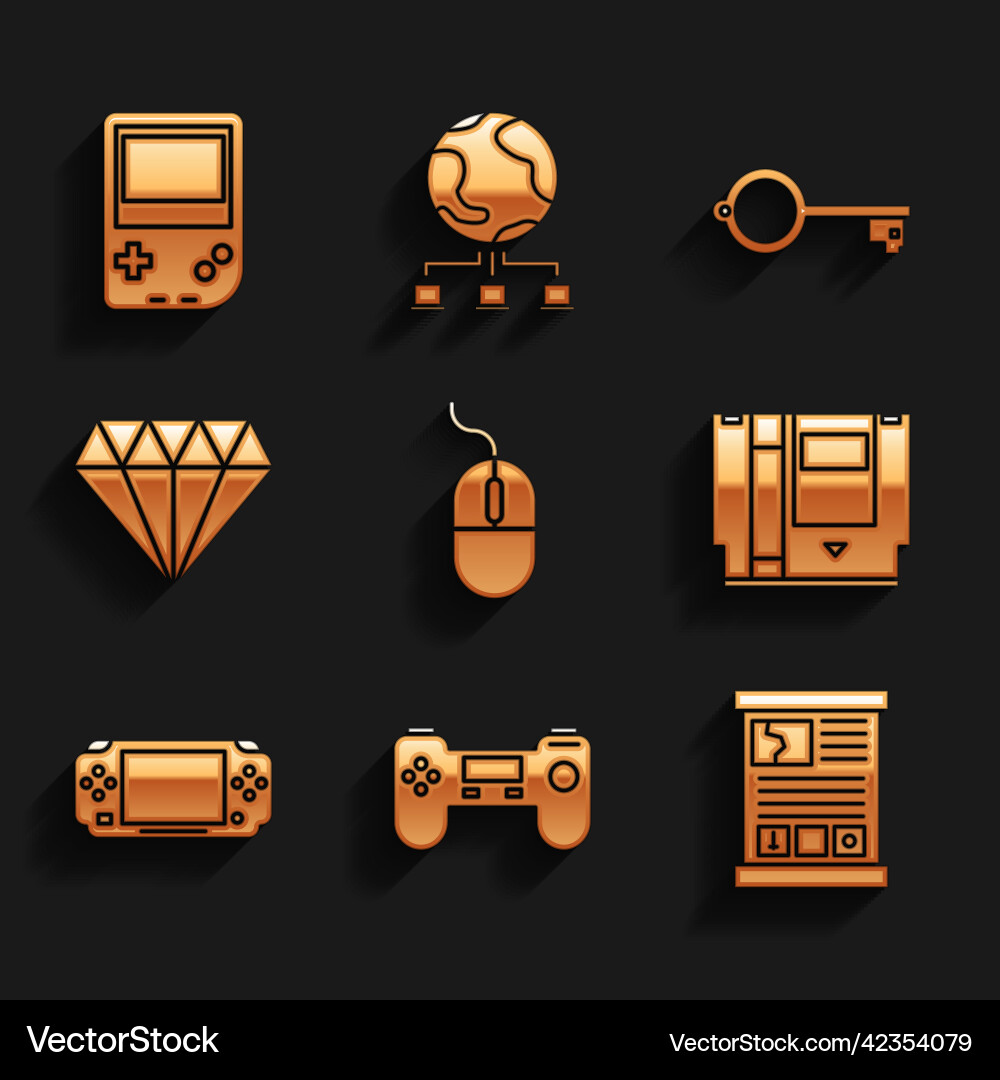 Set computer mouse gamepad guide cartridge Vector Image