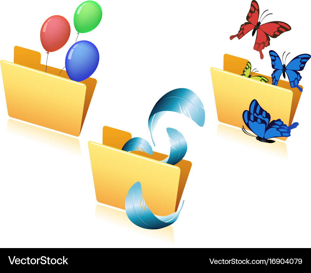 Set of flying object in folder-02 vector image