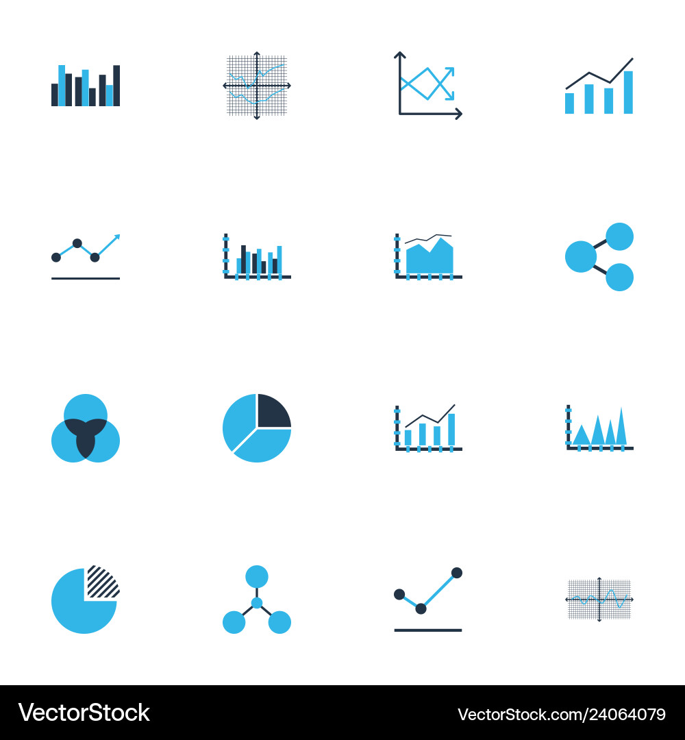 Set of graphs diagrams and statistics icons vector image