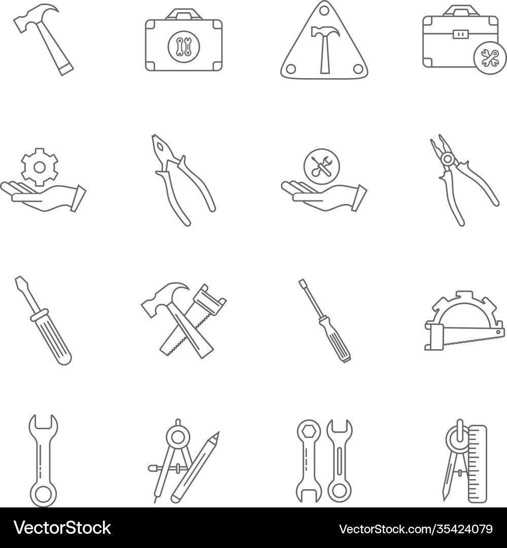 Set technical icon engineering simple Vector Image