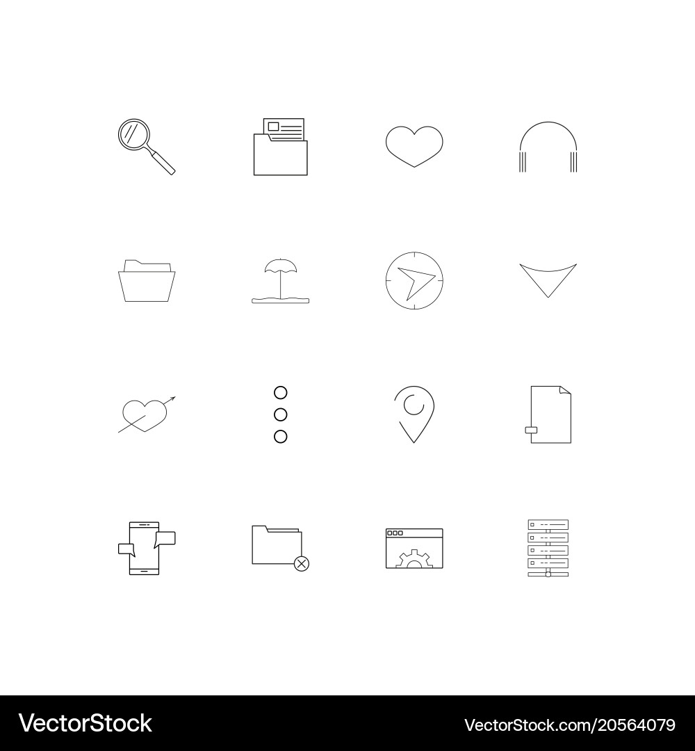 Signs and symbols simple linear icons set Vector Image