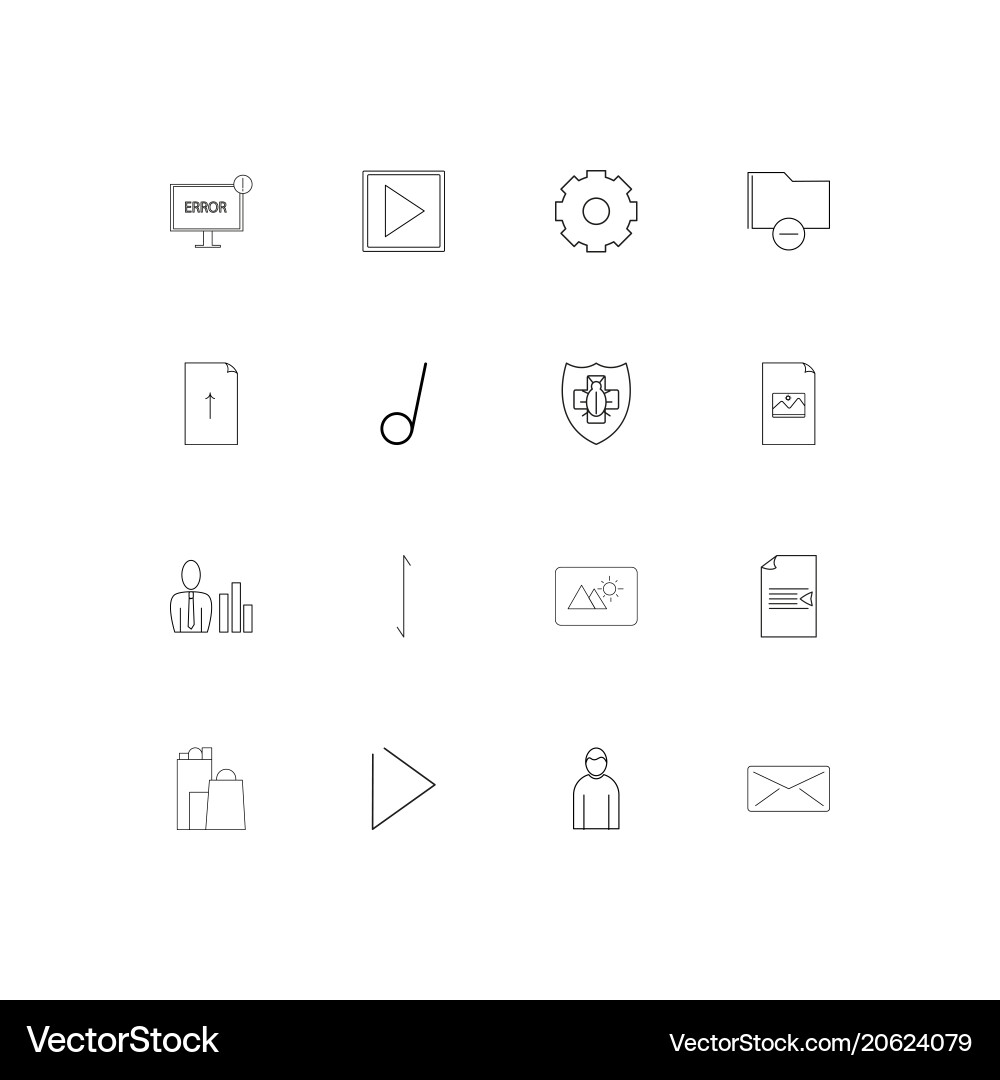 Web and text simple linear icons set outlined vector image