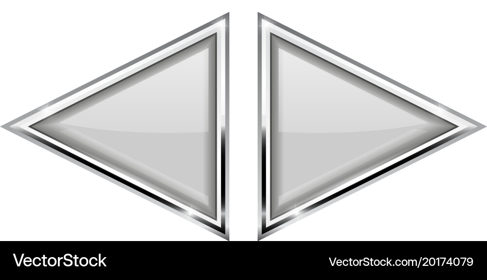 White triangle buttons with metal frame vector image