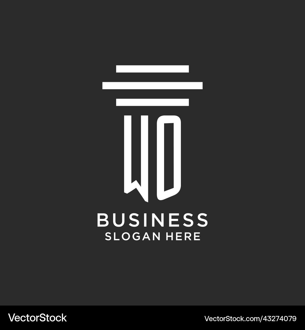 Wo initials with simple pillar logo design Vector Image