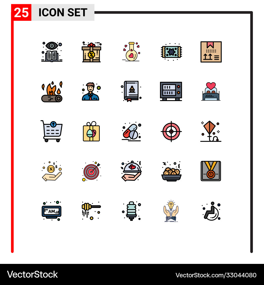 25 user interface filled line flat color pack Vector Image
