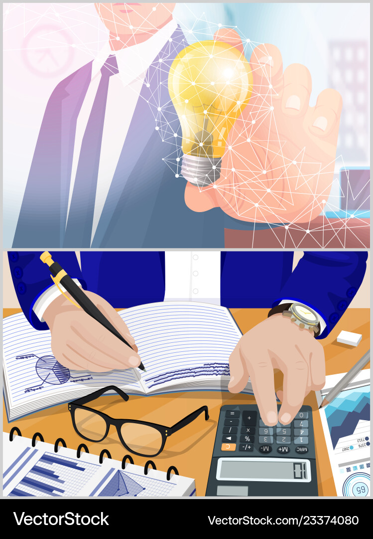 Business idea and calculation process set Business idea and calculation process set vector image