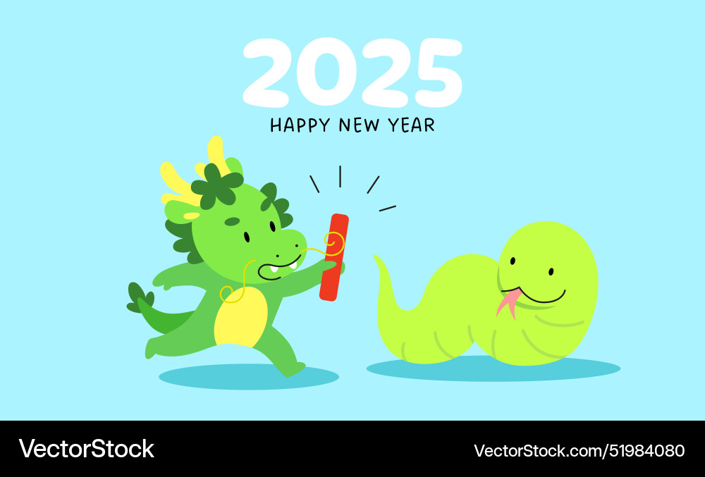 Chinese new year 2025 with zodiac snake and dragon Chinese new year 2025 with zodiac snake and dragon vector image