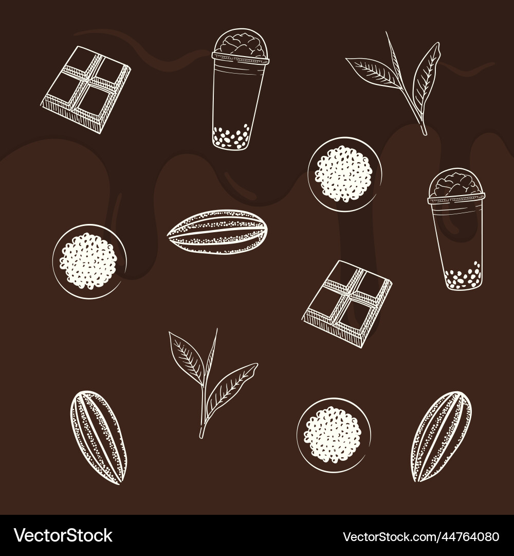 Chocolate print background design in line art vector image