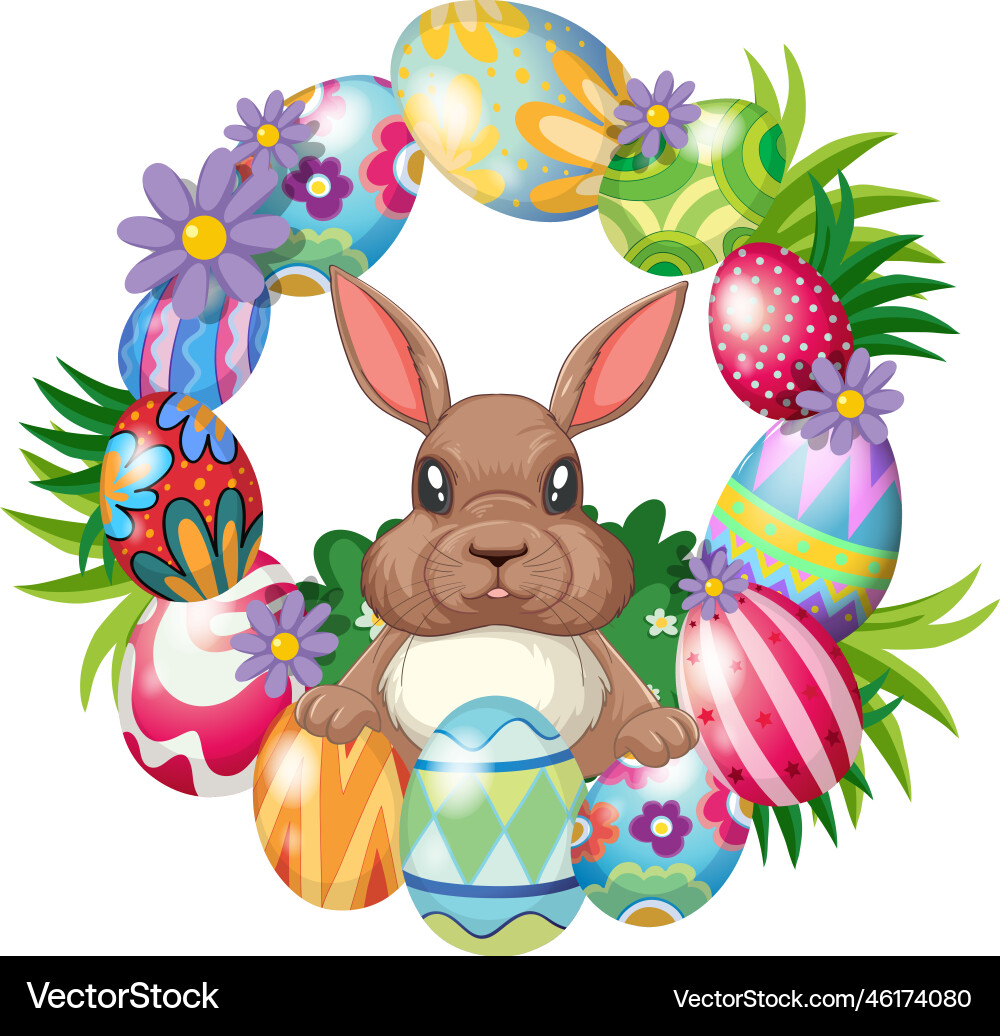Colourful easter eggs with cute bunny Royalty Free Vector