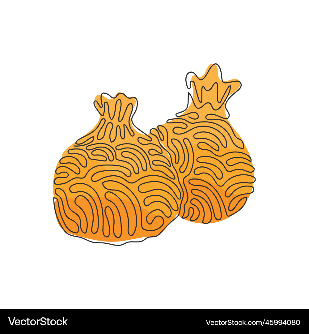 Continuous one line drawing dim sum traditional Vector Image
