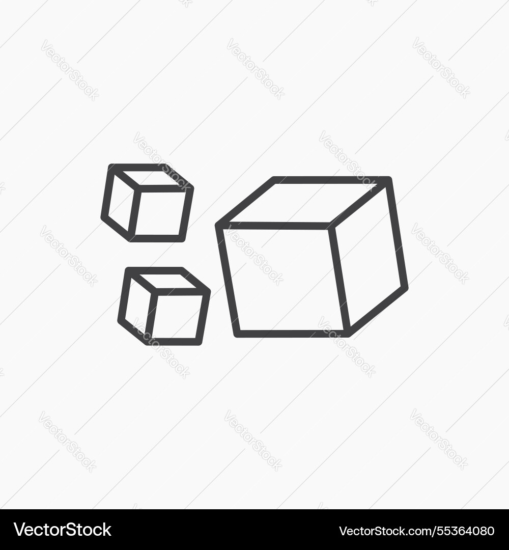Cube icon isolated in black line vector image