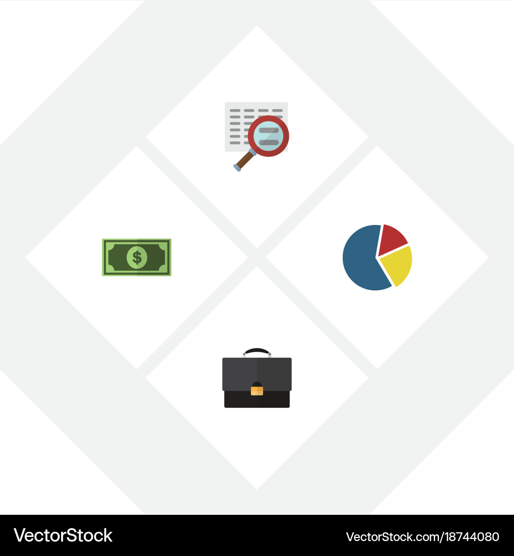 Flat icon incoming set of graph greenback scan vector image