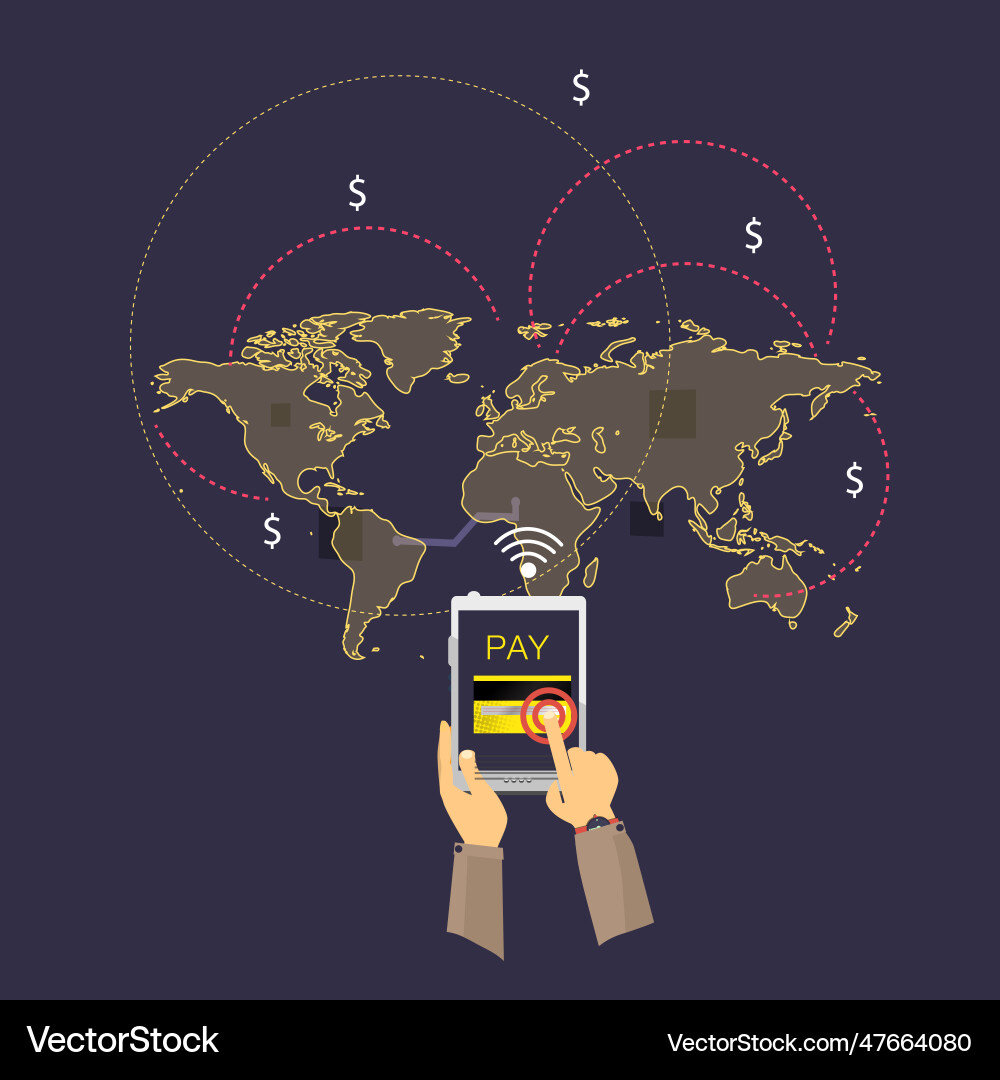 Flat style mobile payment via internet Flat style mobile payment via internet vector image