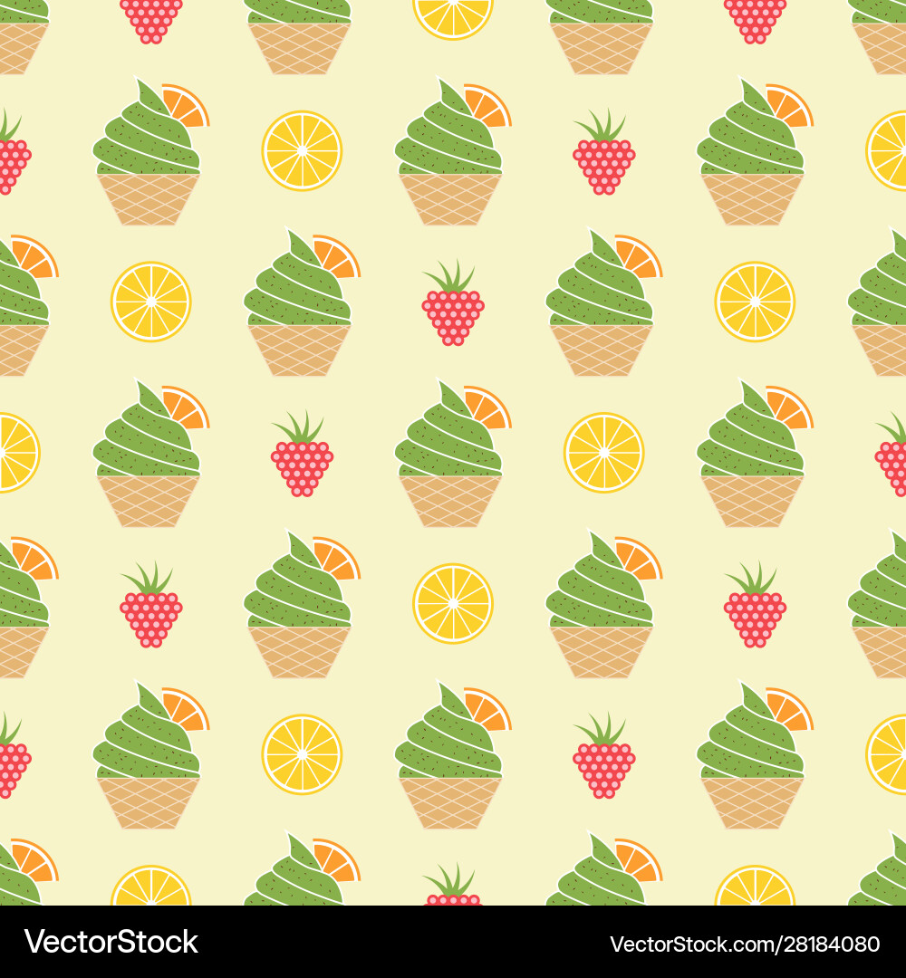 Ice cream pattern colorful summer background Vector Image