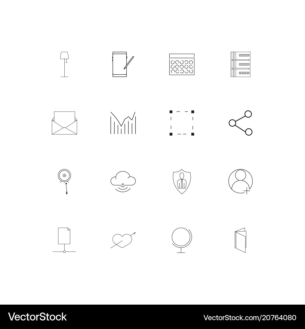 Internet technologies linear thin icons set Vector Image