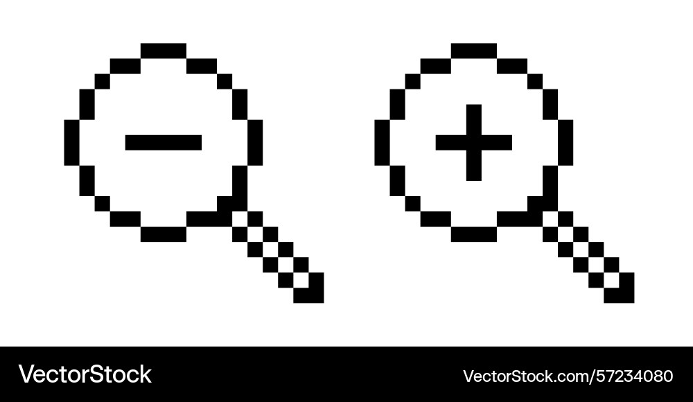 Magnifier pixel icon search symbol magnifying Vector Image