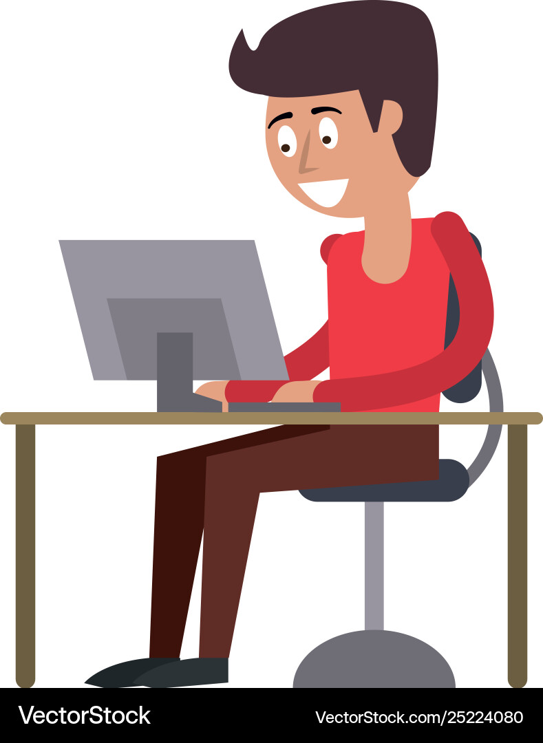 Man using computer Man using computer vector image