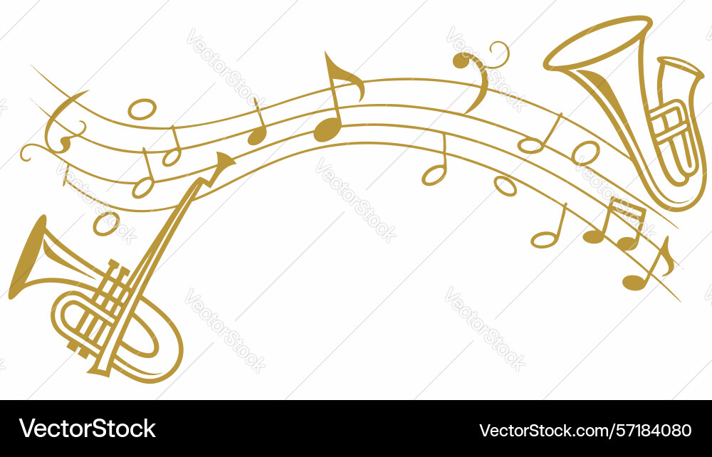 Musical notes instruments swirl art design vector image