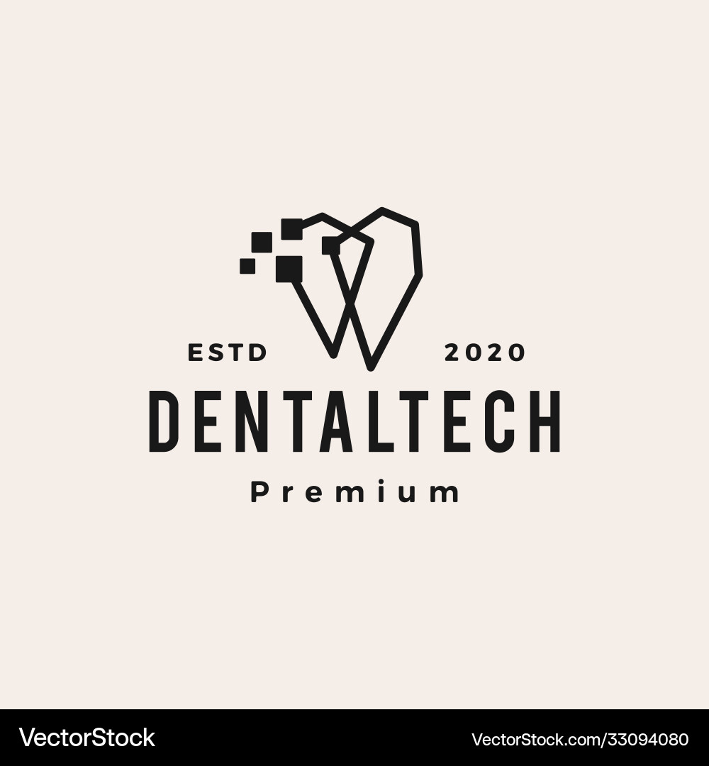 Pixel dental digital hipster vintage logo icon Pixel dental digital hipster vintage logo icon vektorbild