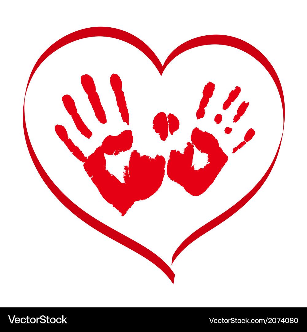 Red Handprints in a Heart vector image